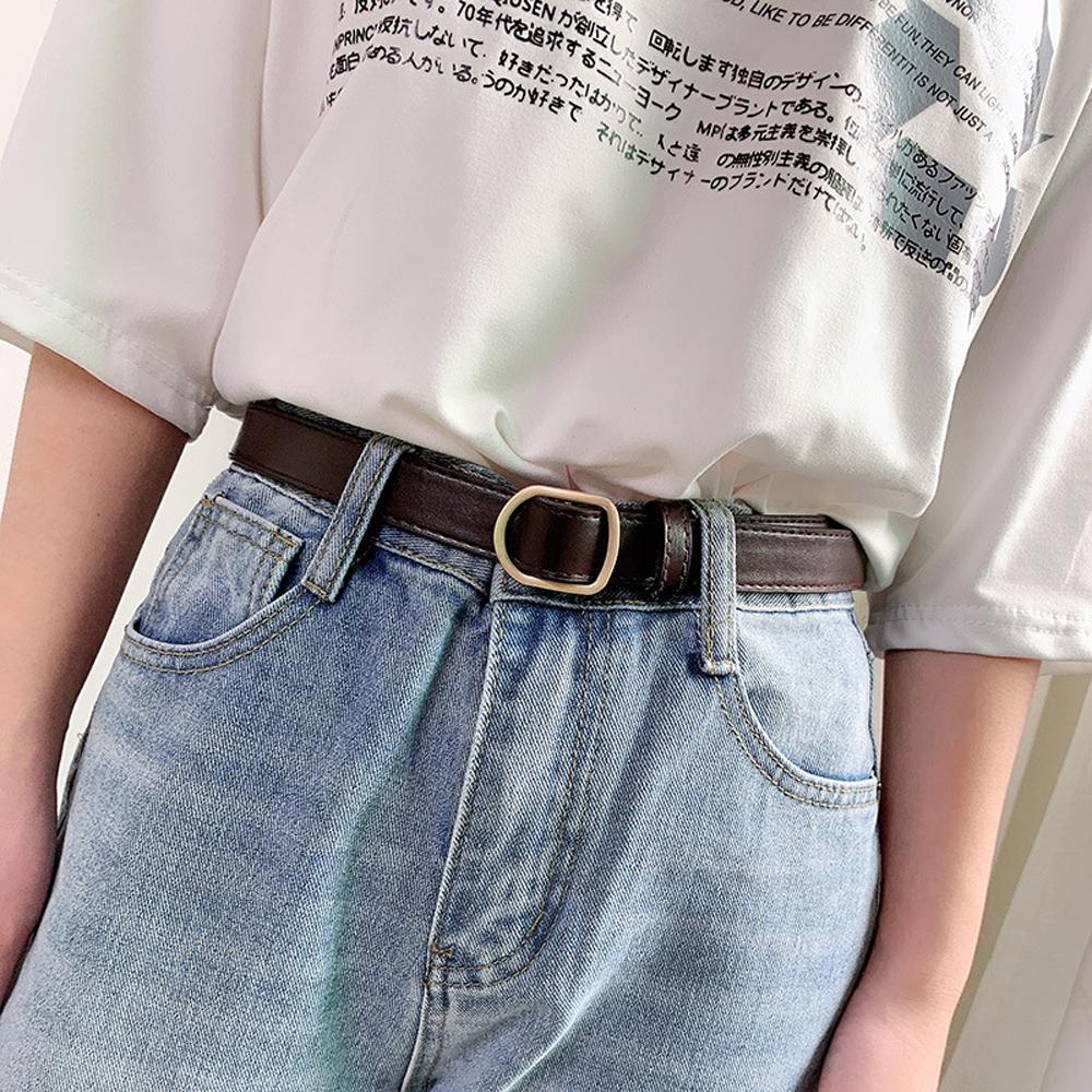 Dehengfkokr Luxury Dress Jeans Decorative Female Women Thin Belt PU Leather Belts No-hole Buckle Waist Strap