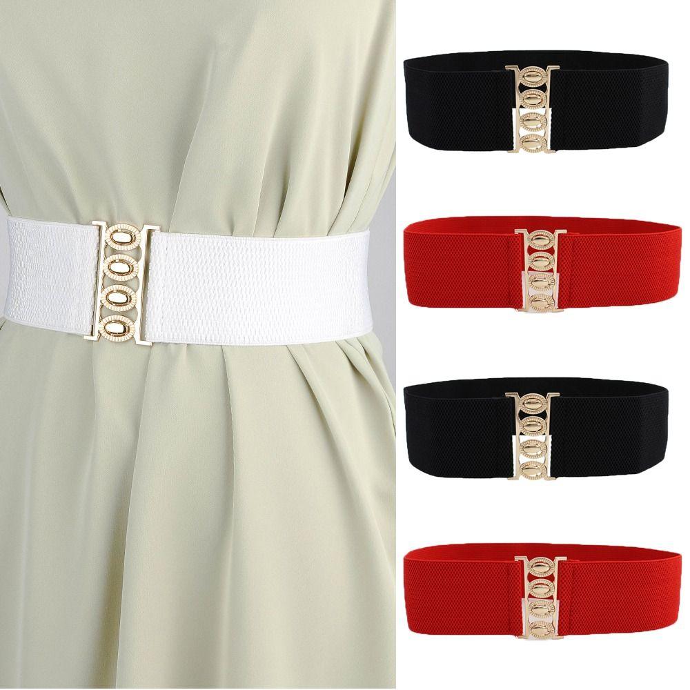 PortNicce Metal Buckle Waist Strap Solid Color Waist Belts Fashion Decoration Belt