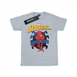 Marvel Girls Spider-Man Web Shooting Emblem Logo Cotton T-Shirt