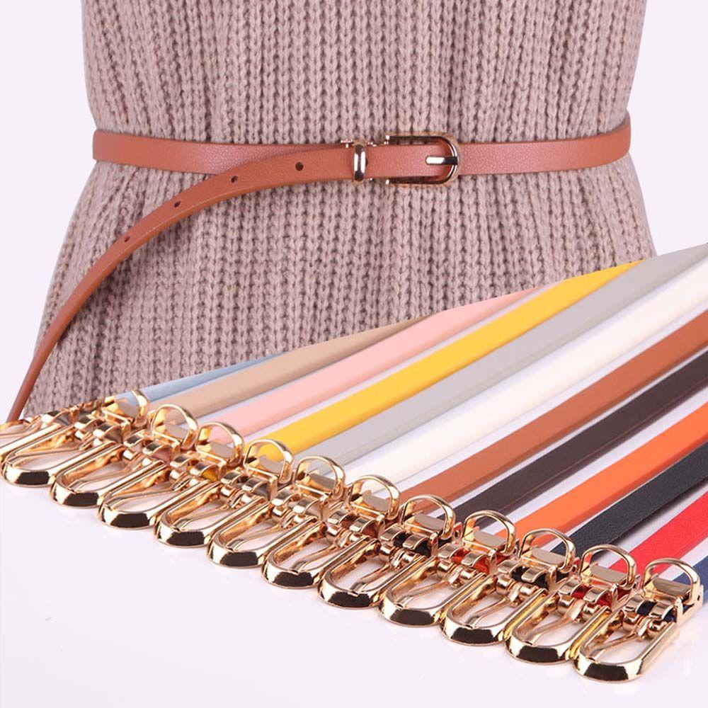 OIUnxmhy45 Simple Adjustable Fashion Candy Color Female Thin Waistband Pu Leather Belt Waist Belts Dress Strap