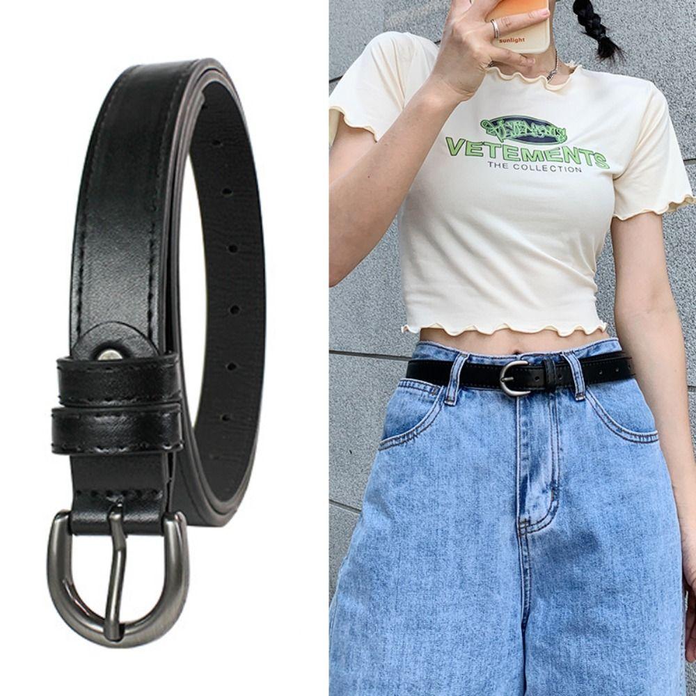 Xiaie909 Casual Pin Buckle Waistband Versatile Thin Waist Strap Fashion Jeans Belt