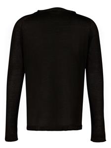 120% Lino crew-neck linen jumper - Zwart