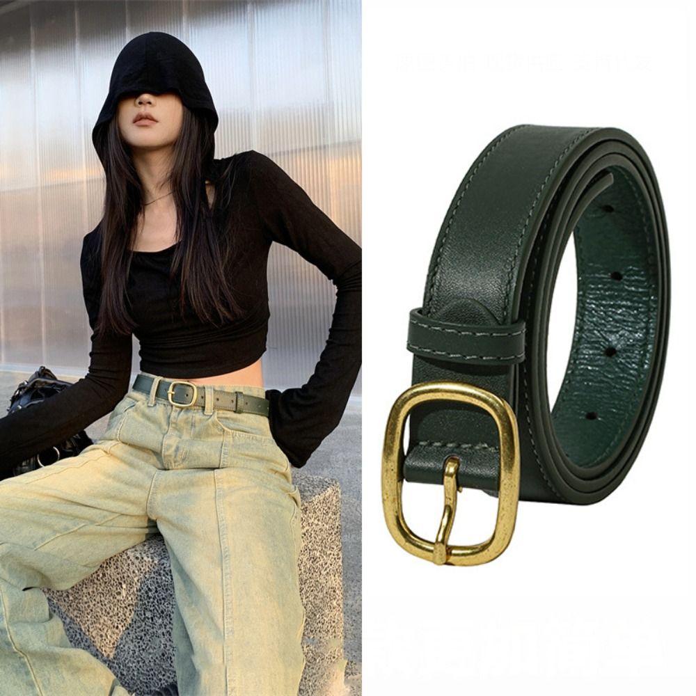 Chennian321 Versatile Leather Belt Casual Thin Waist Strap Women Jeans Belt
