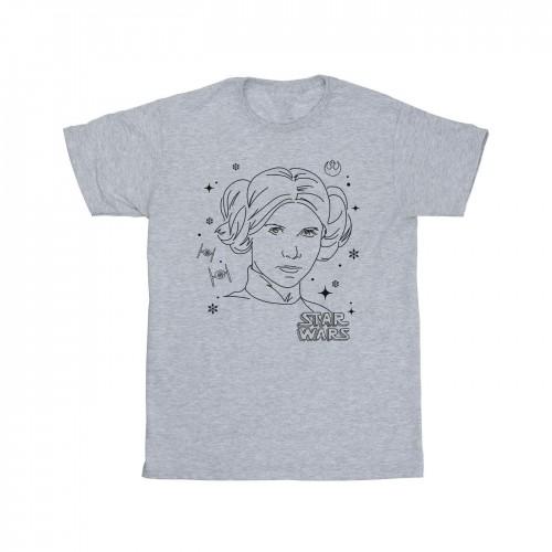 Star Wars Girls Episode IV: A New Hope Leia Christmas Sketch Cotton T-Shirt