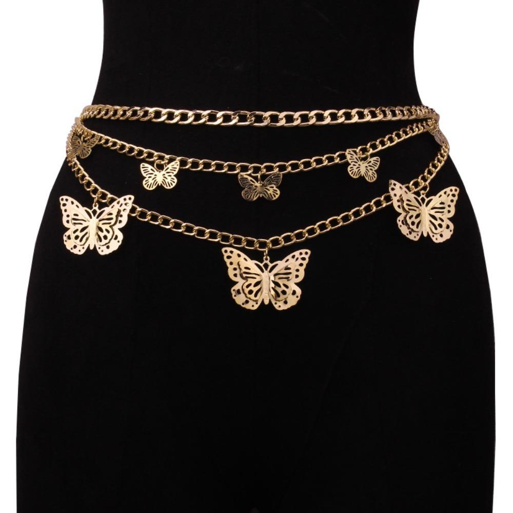 UnheWangh Body Chain Butterfly Belt Hollow Butterfly Dress Waistband New Waist Chain  Ladies
