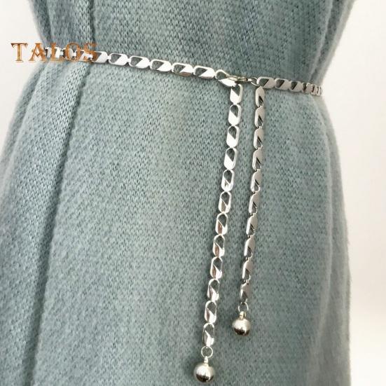 Vogue Wardrobe Chain Belt for Women Metallic Waist Belt Adjustable Geometric Belt Chain Gold Thin Chain Belts Versatile Summer Dress Accessories