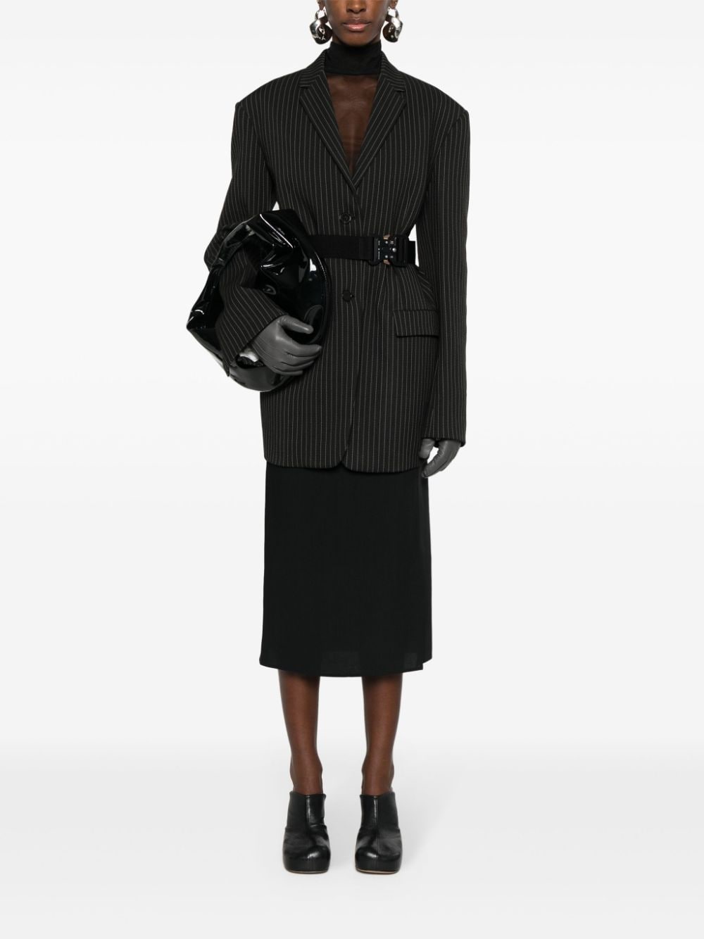 Gauchère side-slit wool skirt - Zwart