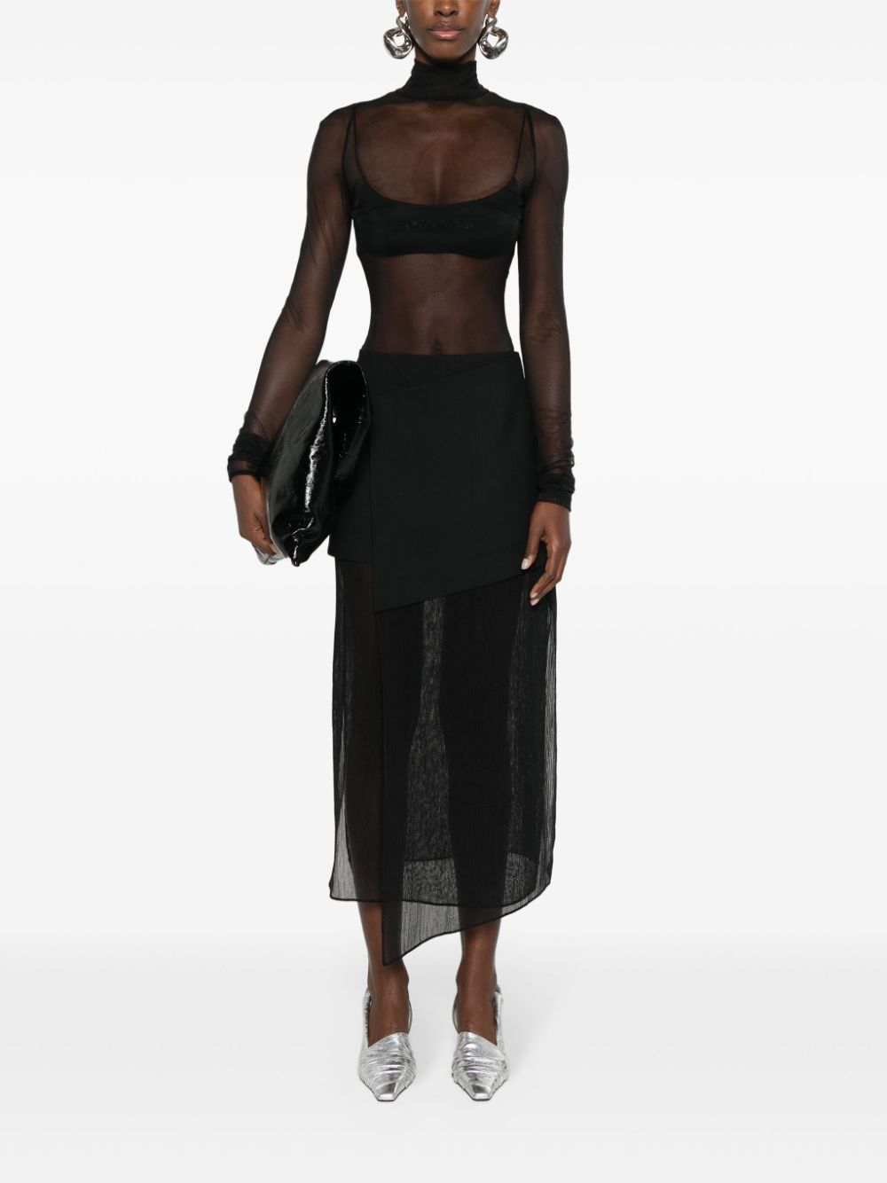 Gauchère panelled wool skirt - Zwart