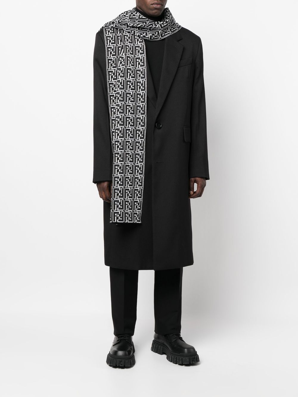 FENDI Sjaal met logoprint - Zwart