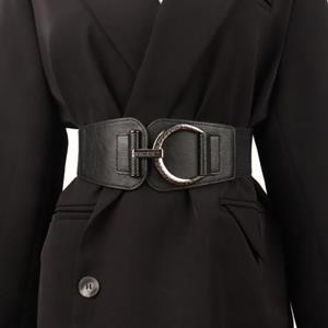 Clothes Romantic Women Elastic Corset Solid Color Metal Hanging Buckle Belt Faux Leather Slimming Body Waistband Dress