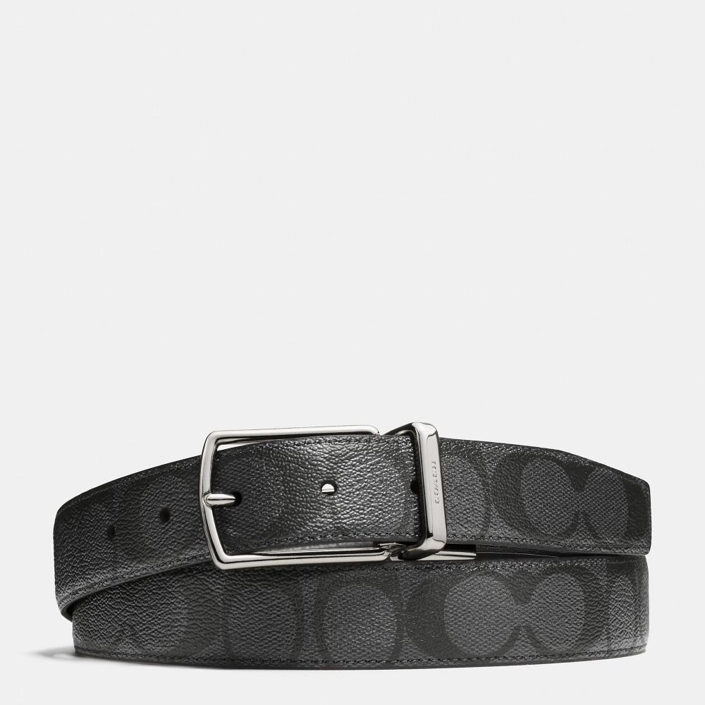 Coach Harness Buckle Cut To Size Reversible Belt  30 Mm charcoal black