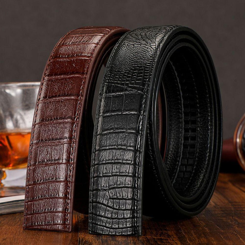 Liuiaoyua78 DIY 3.5cm Waistband Genuine Leather Belt Non-porous Crocodile Pattern Girdle Classic Waistband