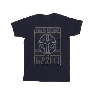Star Wars Girls The Mandalorian The Way Outline Helm katoenen T-shirt