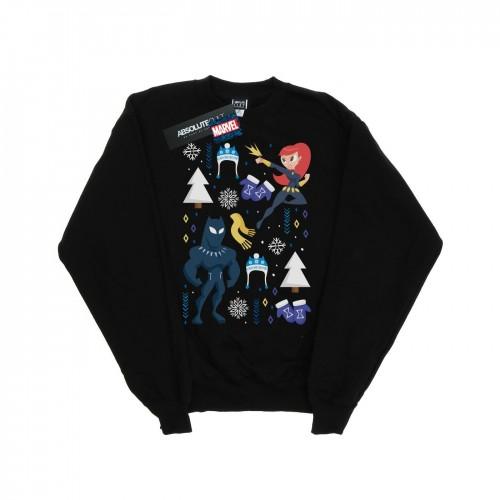 Marvel Mens Black Panther And Black Widow Christmas Day Sweatshirt