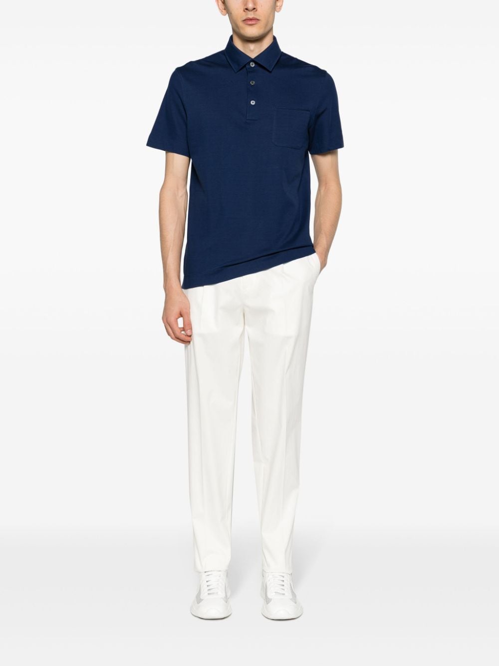 Zegna short-sleeve cotton polo shirt - Blauw