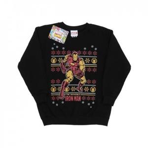Marvel Boys Iron Man Fair Isle Christmas Sweatshirt