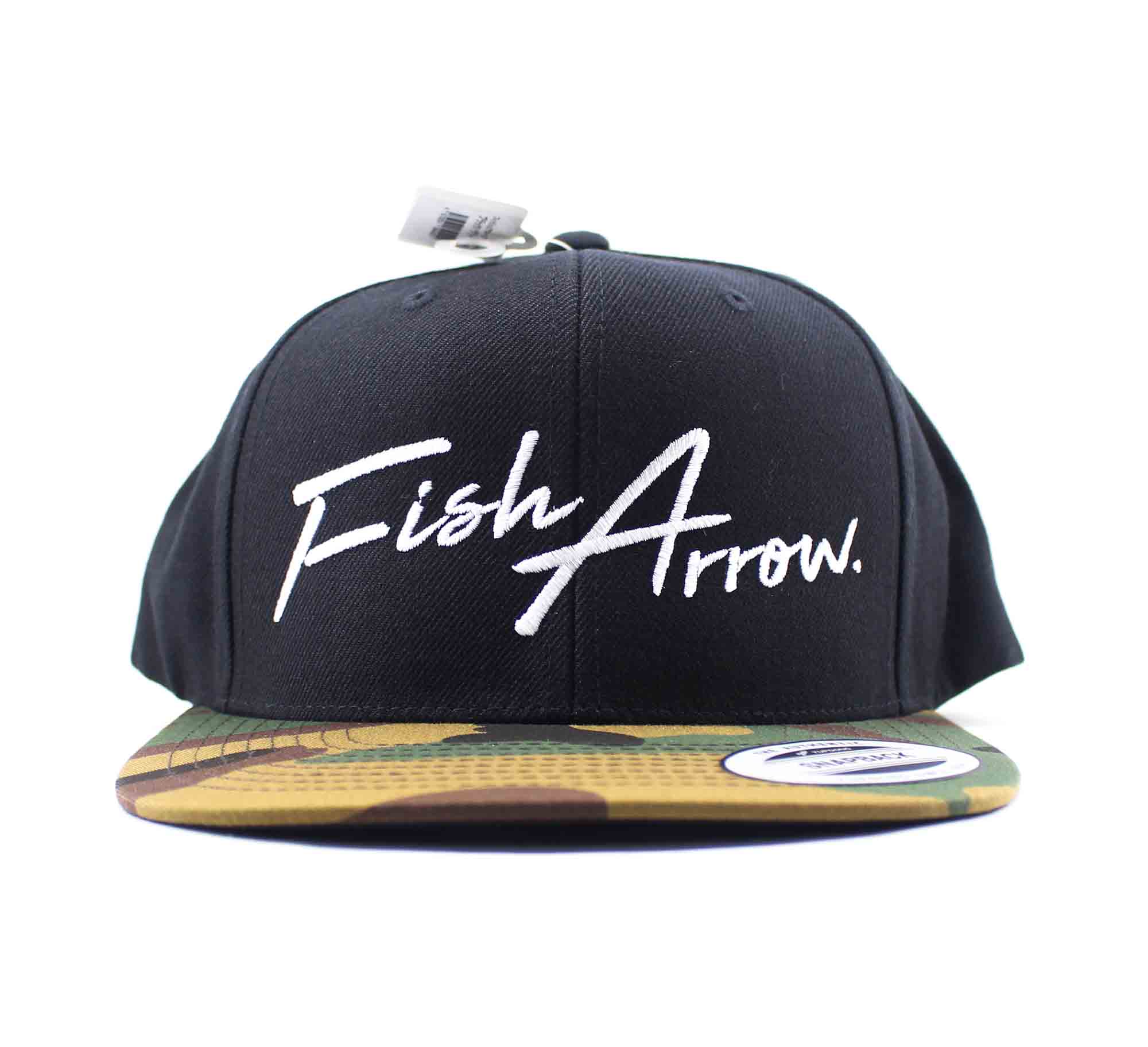 Fish Arrow Cap Flat Cap Japan Free Size Black Green Camo (5429)