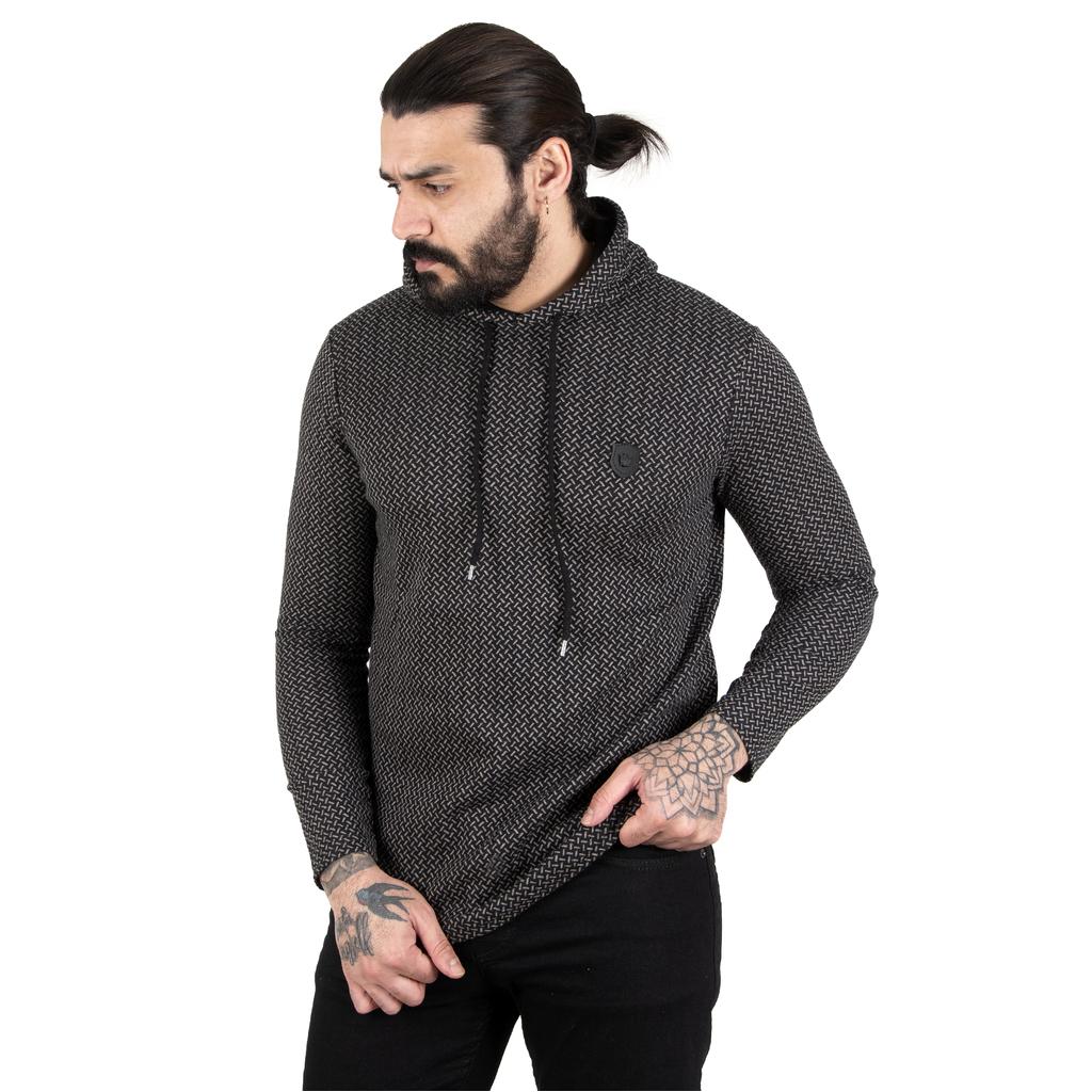 DeepSea Stripe Patterned Hooded Men's Sweatshirt 2303102