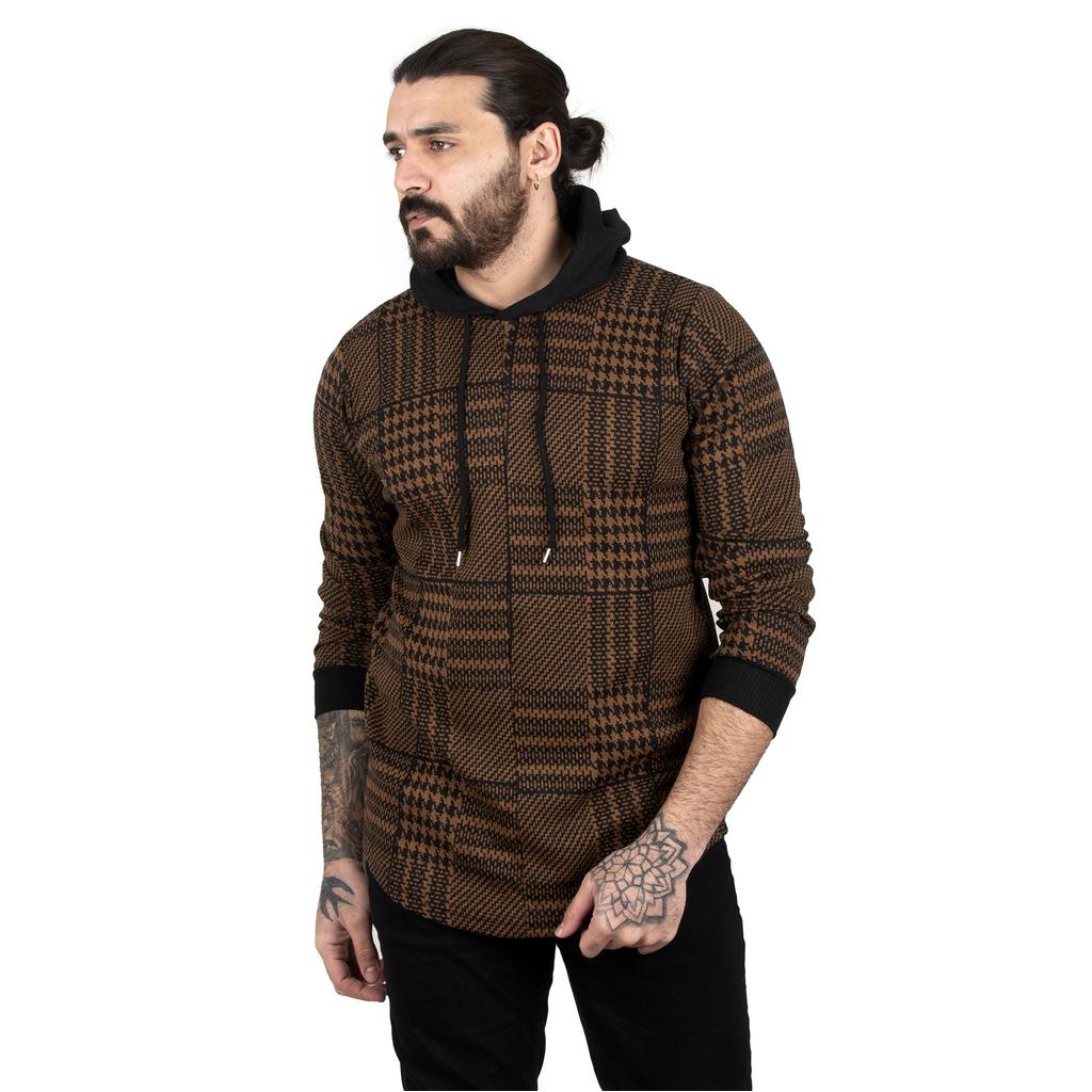 DeepSea Hooded Pixel Patterned Skirt Oval Men's Sweatshirt 2303120