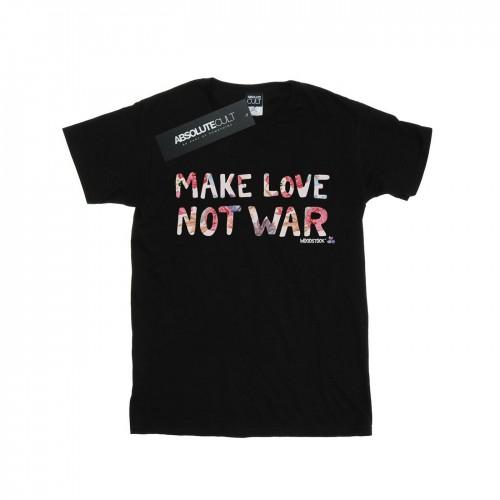 Woodstock Girls Make Love Not War Floral Cotton T-Shirt