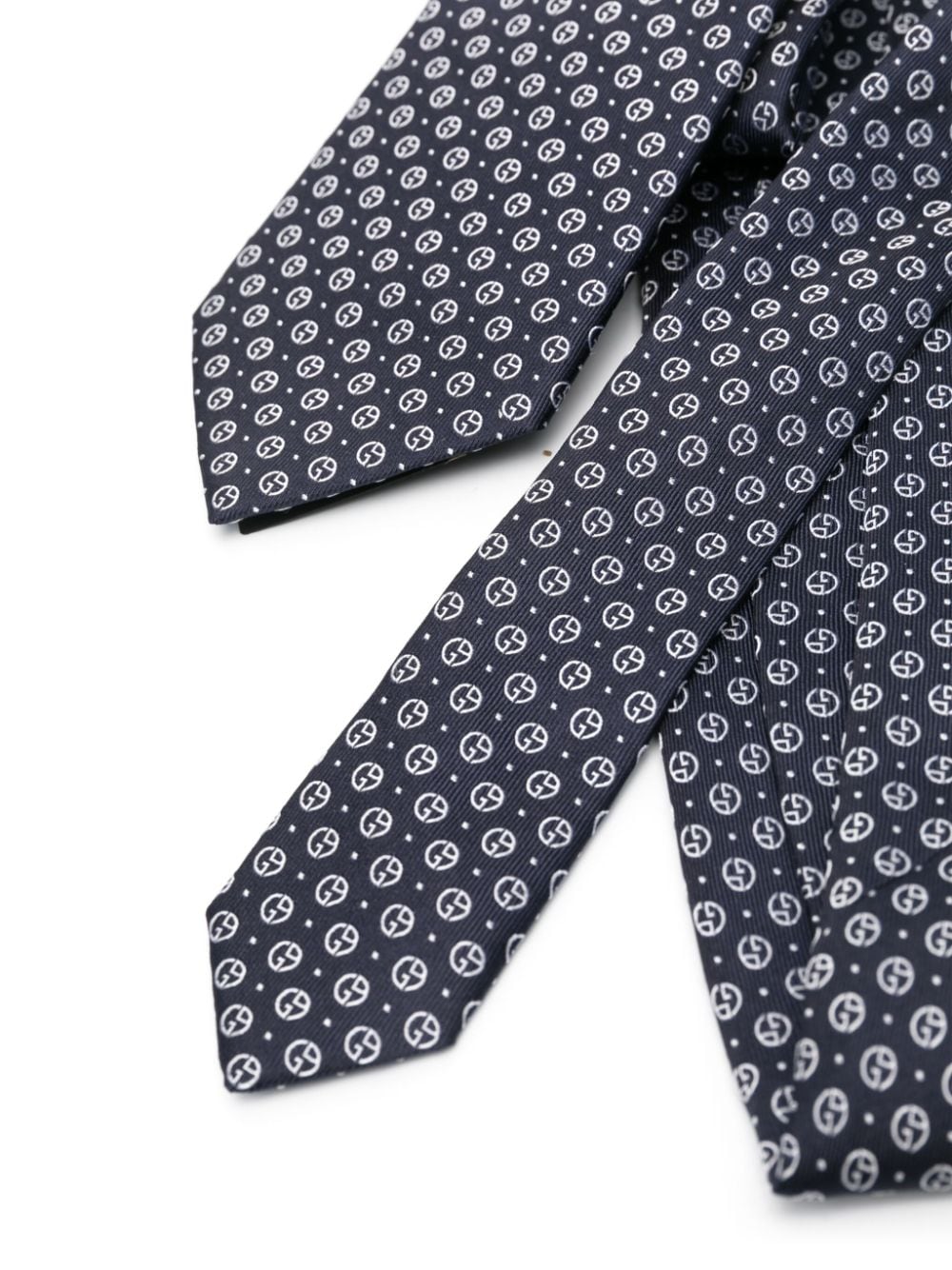 Giorgio Armani logo-embroidered silk tie - Blauw