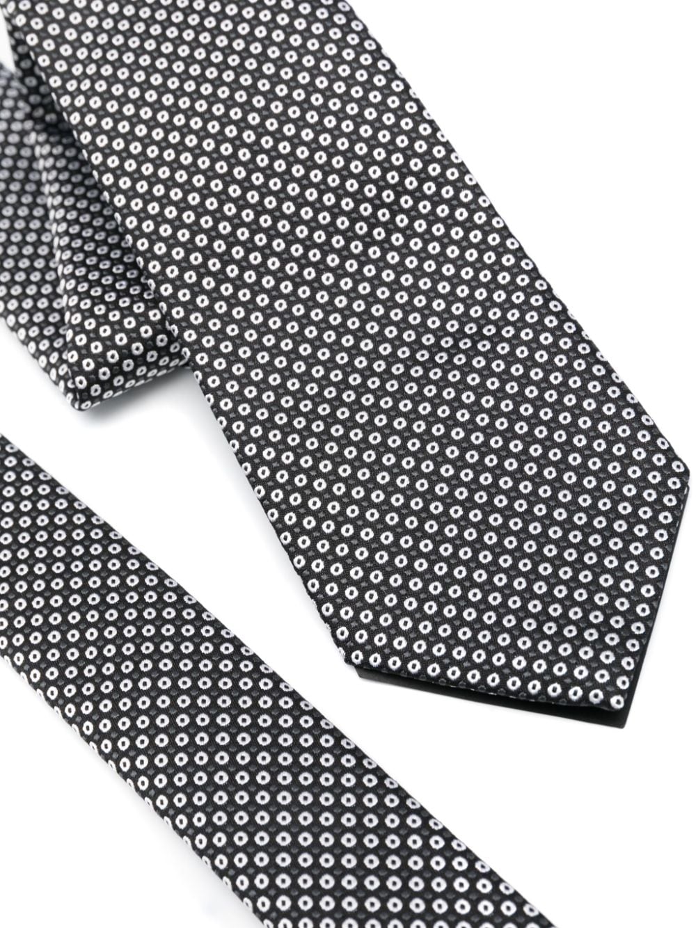 Giorgio Armani geometric-patterned silk tie - Zwart