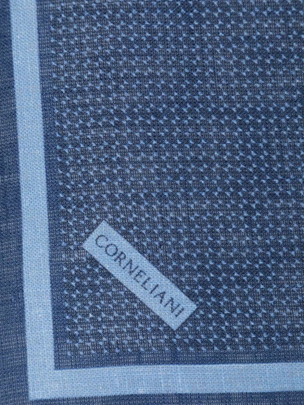 Corneliani Linnen zakdoek met logoprint - Blauw
