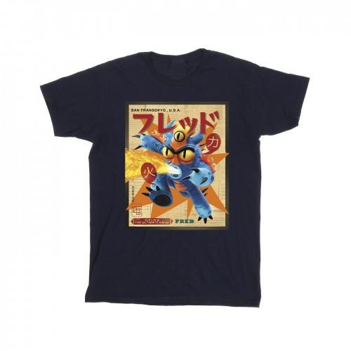 Disney Girls Big Hero 6 Baymax Fred Newspaper Cotton T-Shirt