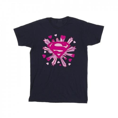 DC Comics Boys Superman Pink Hearts And Stars Logo T-Shirt