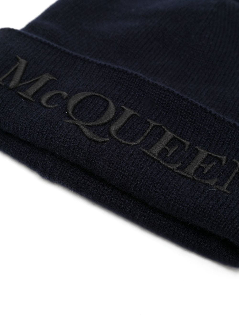 Alexander McQueen Muts met logoprint - Blauw