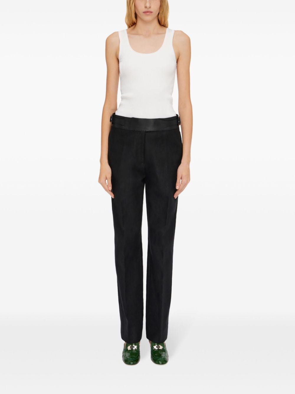 Ferragamo belted tailored linen trousers - Zwart