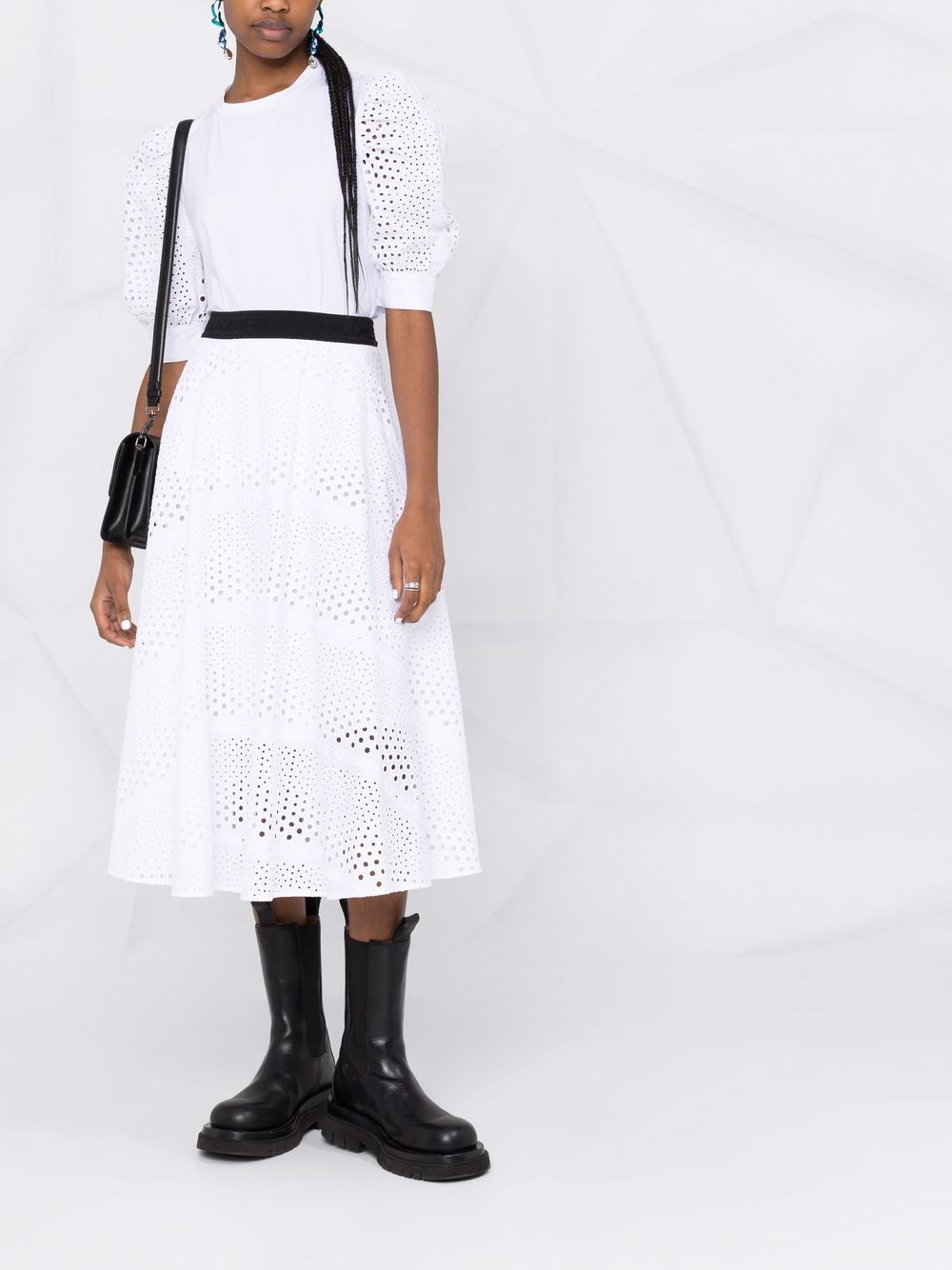 Karl Lagerfeld Broderie anglaise midi-rok - Wit