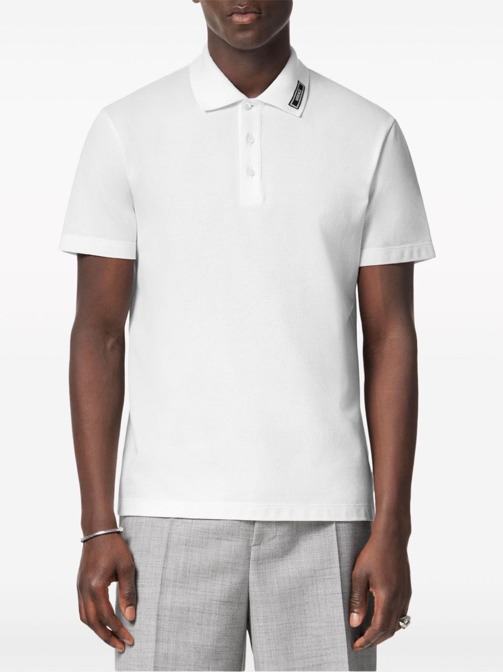 Versace logo patch polo shirt - Wit