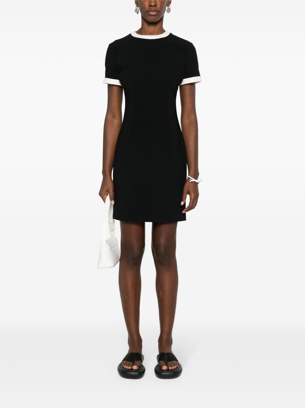 Theory contrast crepe mini dress - Zwart