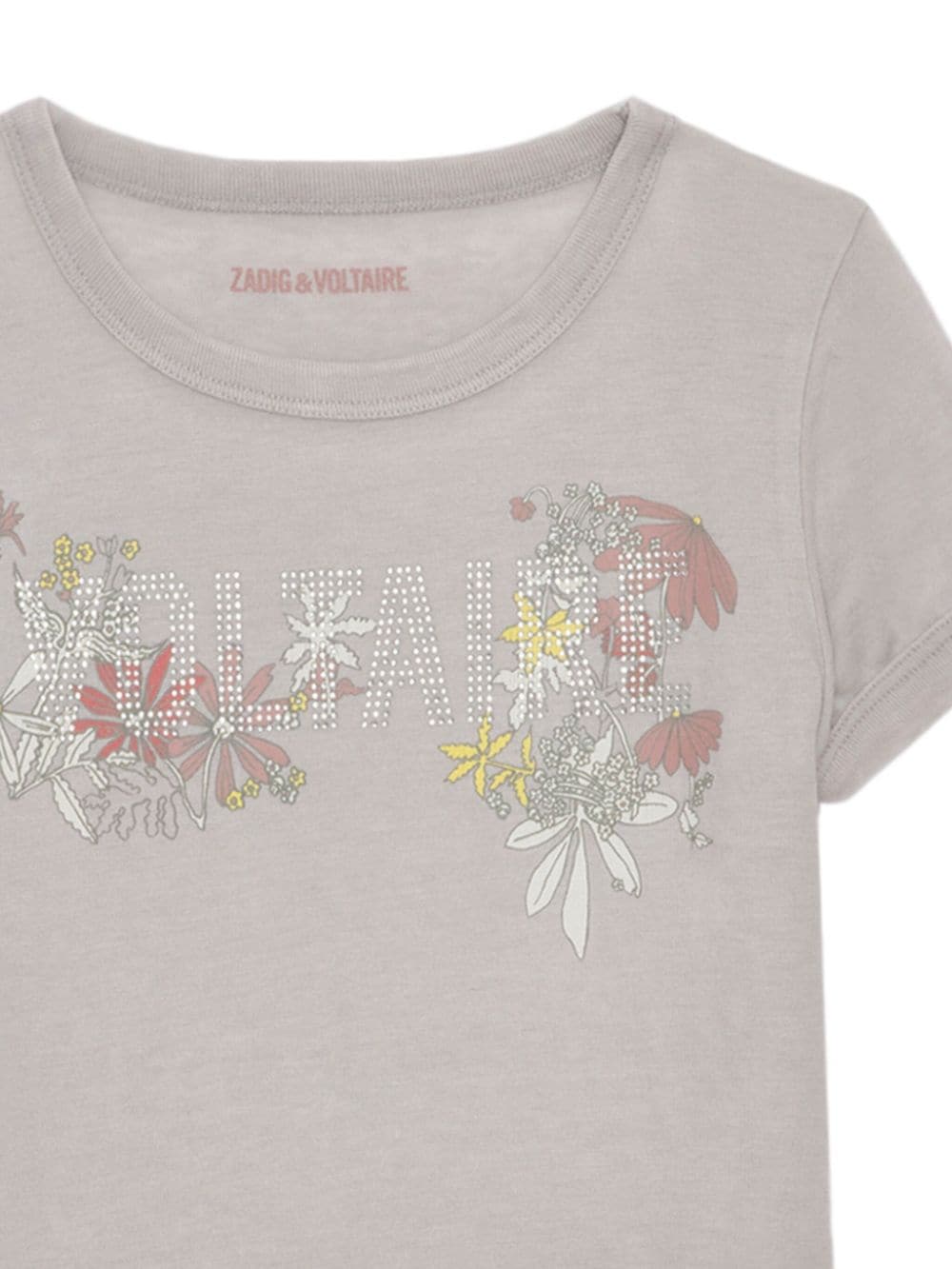 Zadig & Voltaire Kids T-shirt met bloemenlogo - Grijs