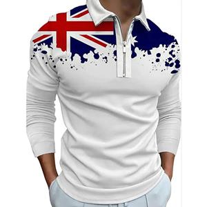3D Custom Clothing Poloshirts Heren met lange mouwen Mode Mizi-patroonprint Nieuwe herenpoloshirt met lange mouwen en rits T-shirt Top