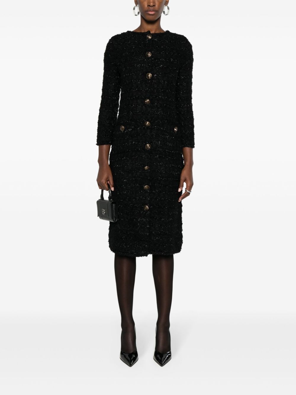 Balenciaga tweed button-up dress - Zwart