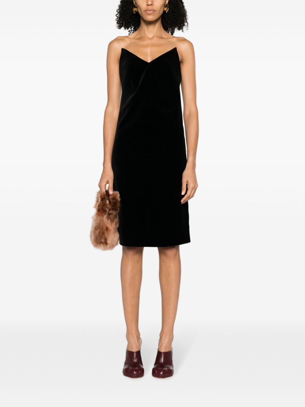 LOEWE bustier velvet strapless dress - Zwart