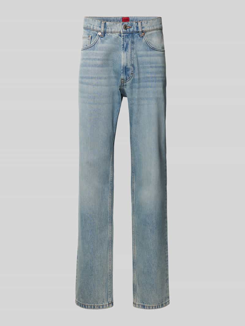 HUGO Straight fit jeans met labelpatch