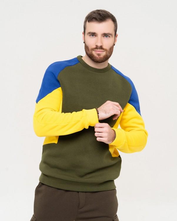 Issa Plus Warm sweatshirt met blauwe en gele inzetstukken 