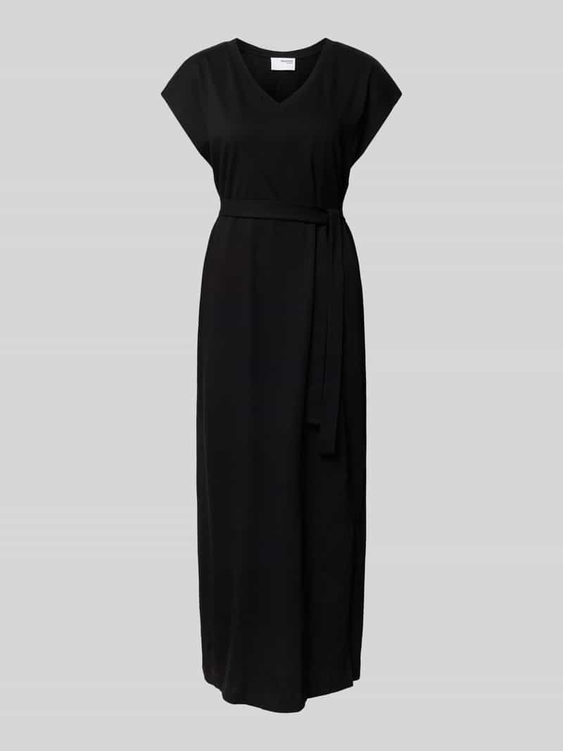 Selected Femme Midi-jurk met strikceintuur, model 'ESSENTIAL'