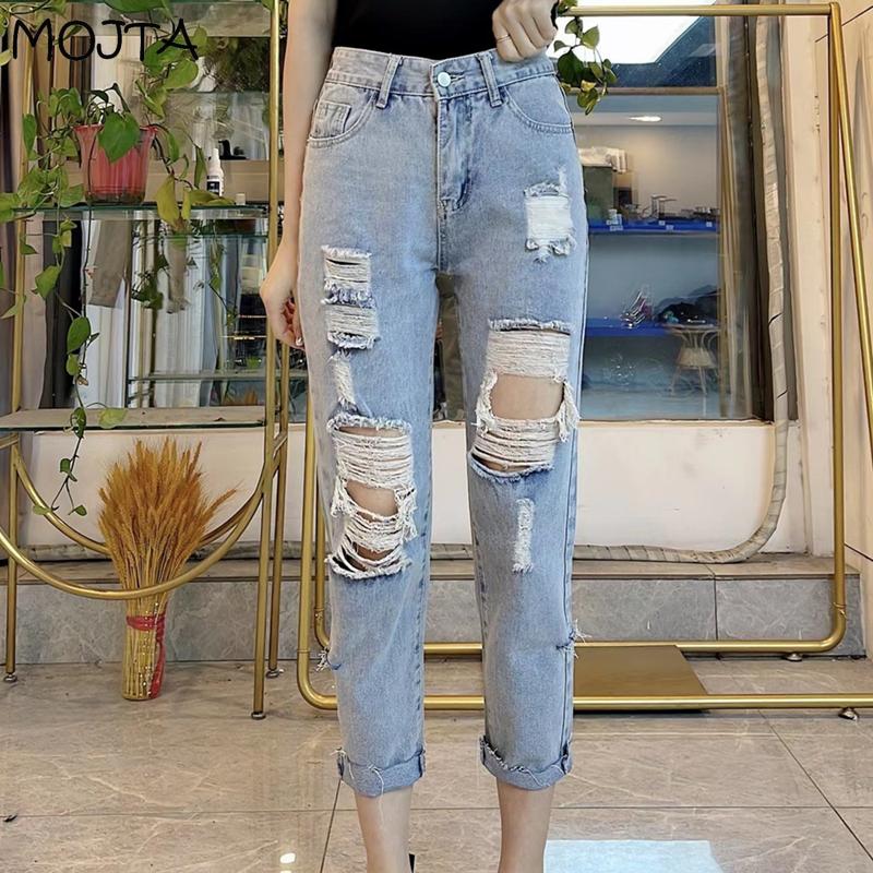 MOJTA Koreaanse versie plus size broek losse rechte gat casual broek negen-punts jeans