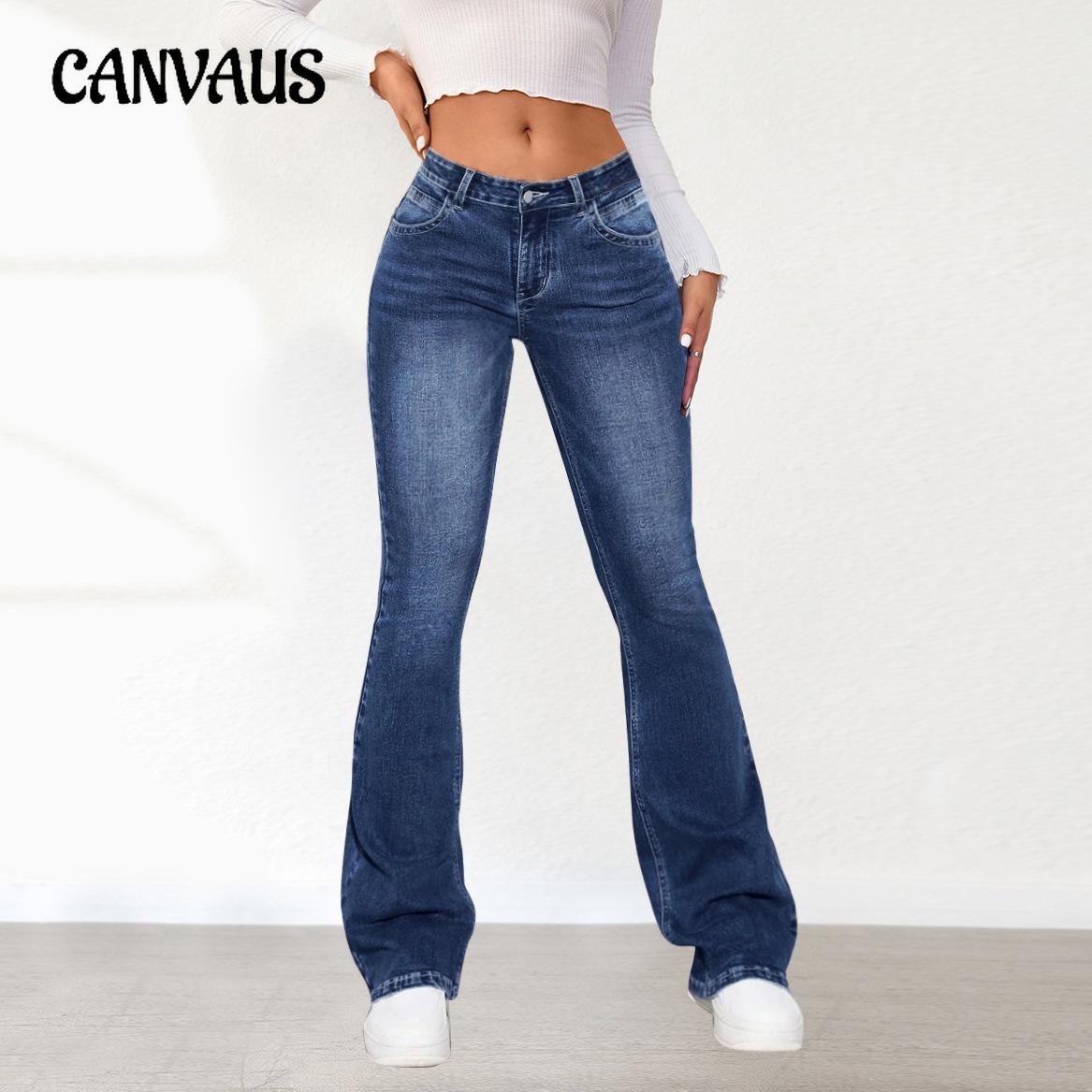 CANVAUS Spring, Autumn and Summer Women's Jeans Temperament Commuter Pant Slim Thin Micro Trousers