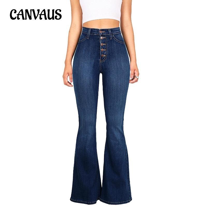 CANVAUS Spring, Summer and Autumn Women's Jeans Slim High-waisted Hip Flare Trousers Long Pant