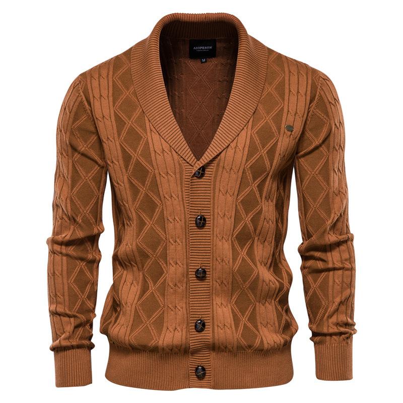 WildSwan Cardigan Men's V-neck Long Sleeve Sweater Thickened Fashionable Men's Knitting Cardigan Coat