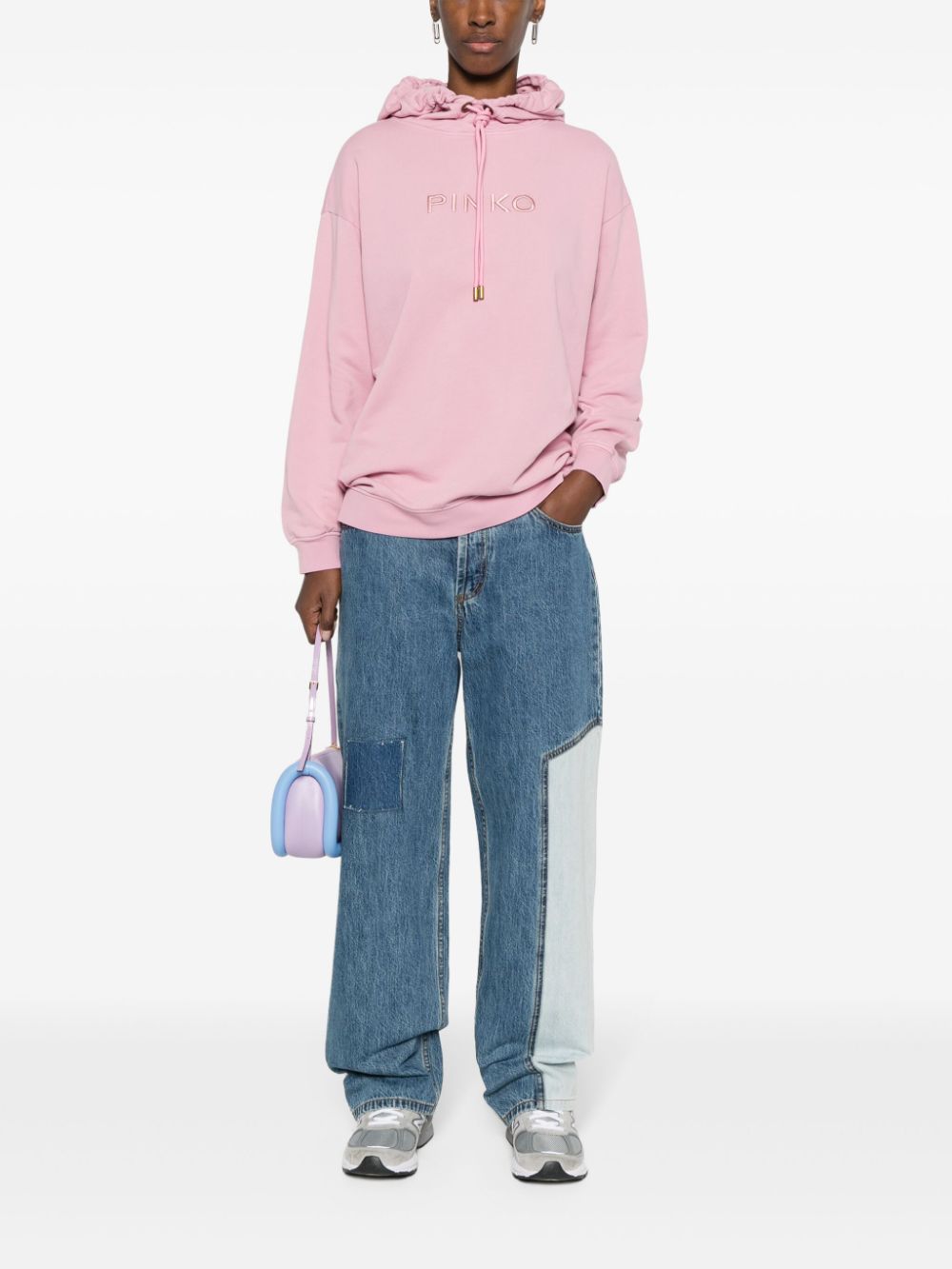 PINKO Katoenen hoodie met geborduurd logo - Roze