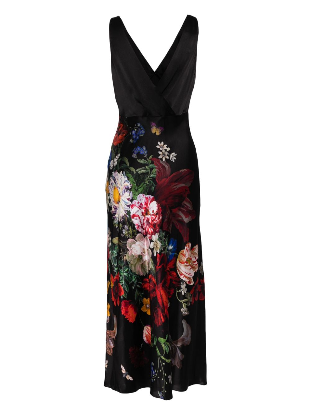Camilla floral-print silk slip dress - Zwart