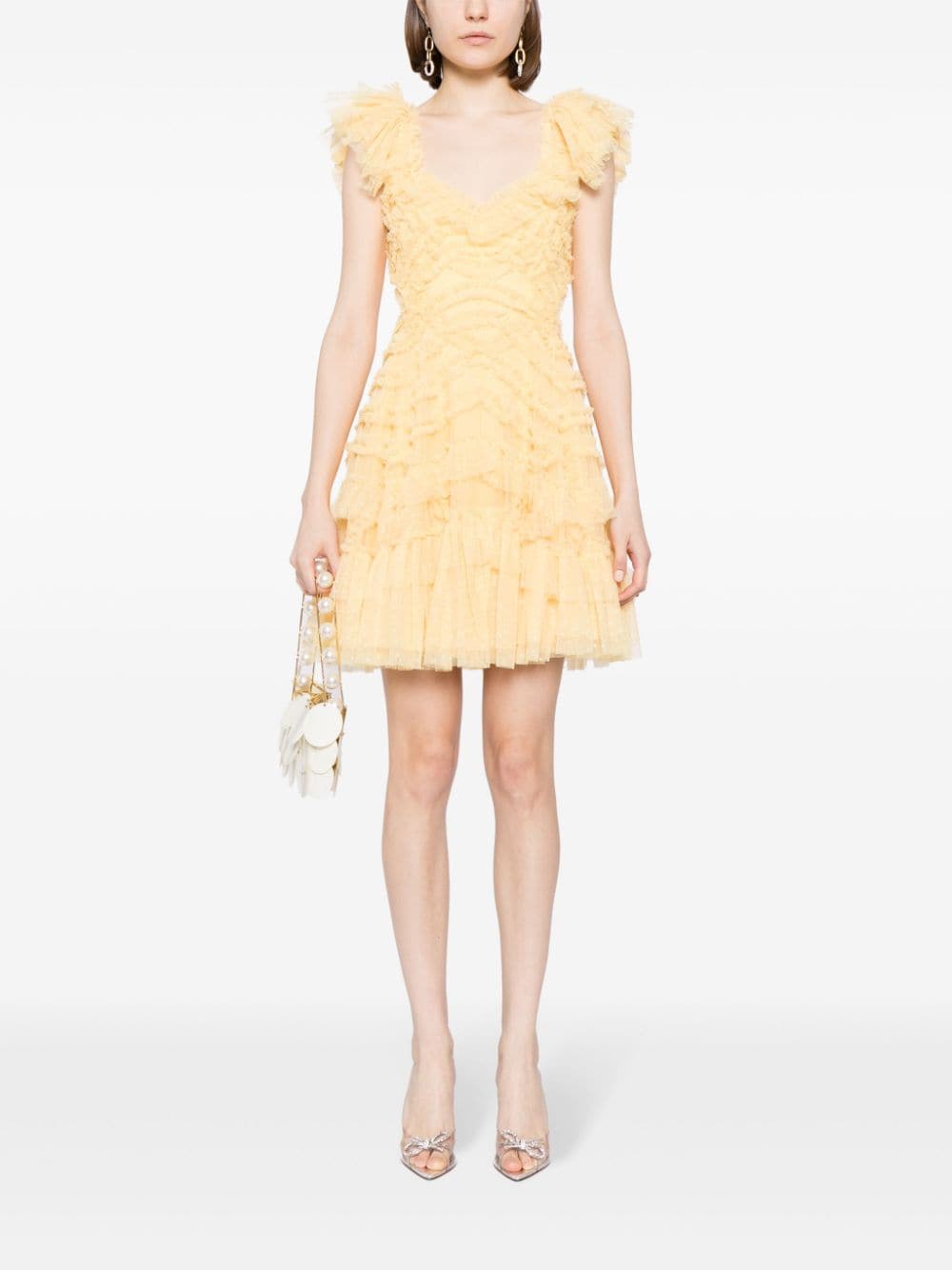 Needle & Thread Lola mini-jurk met ruches - Geel