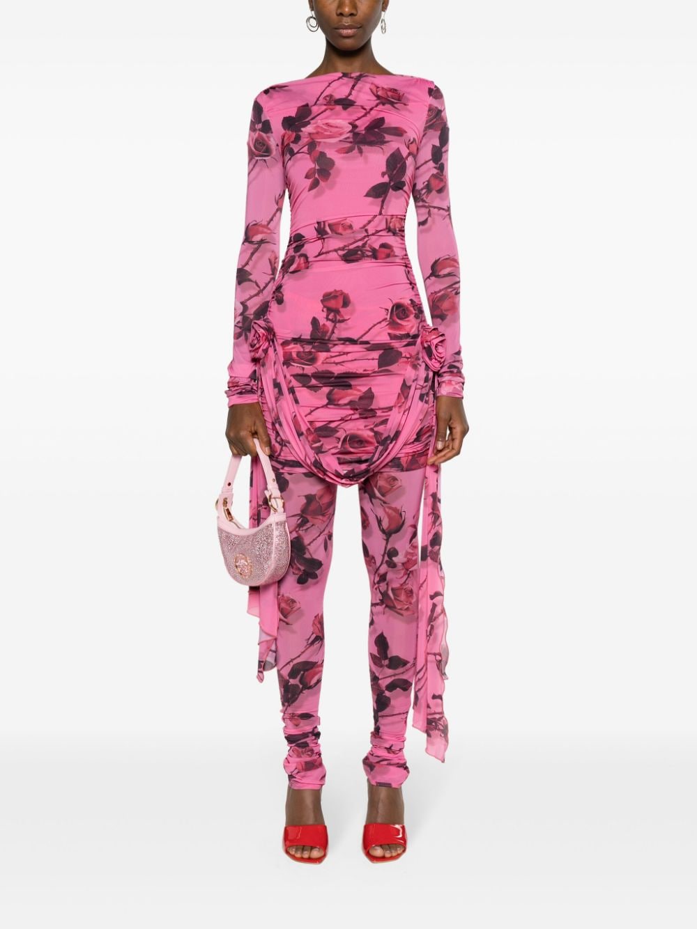 Blumarine Jersey legging met bloemenprint - Roze