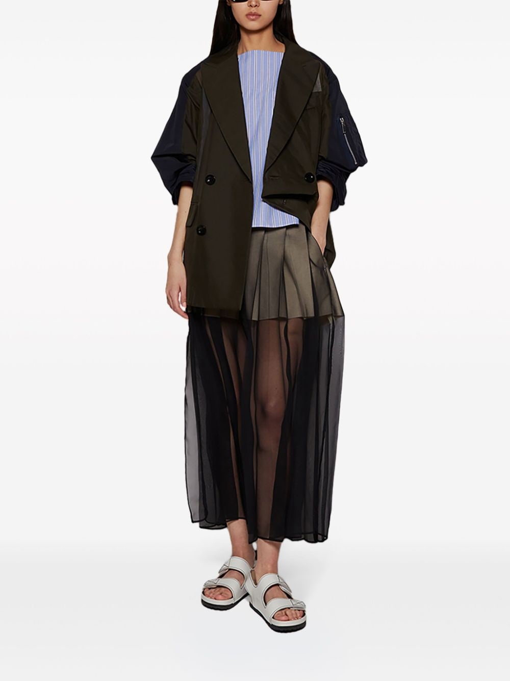 Sacai layered chiffon skirt - Zwart